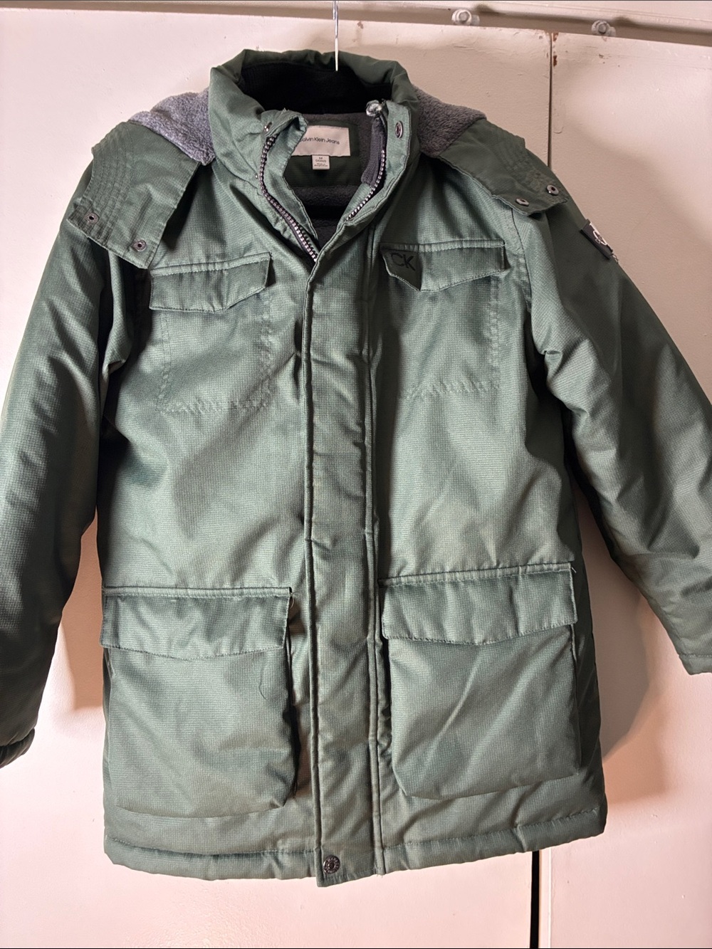 Calvin Klein Olive Green Kids Puffer Parka